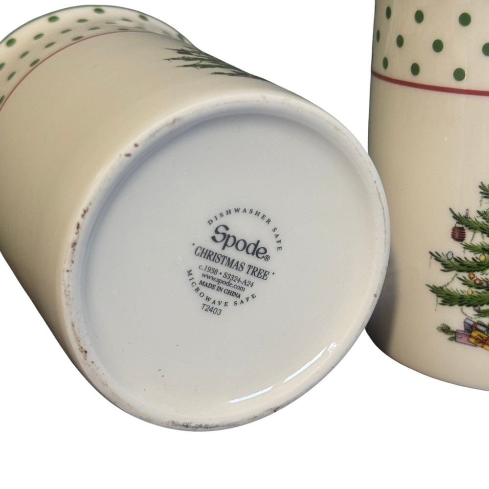 Spode Christmas Tree Polka Dot Mug Set of 2 Ceramic Coffee Tea Cups T2403 - Picture 5 of 6